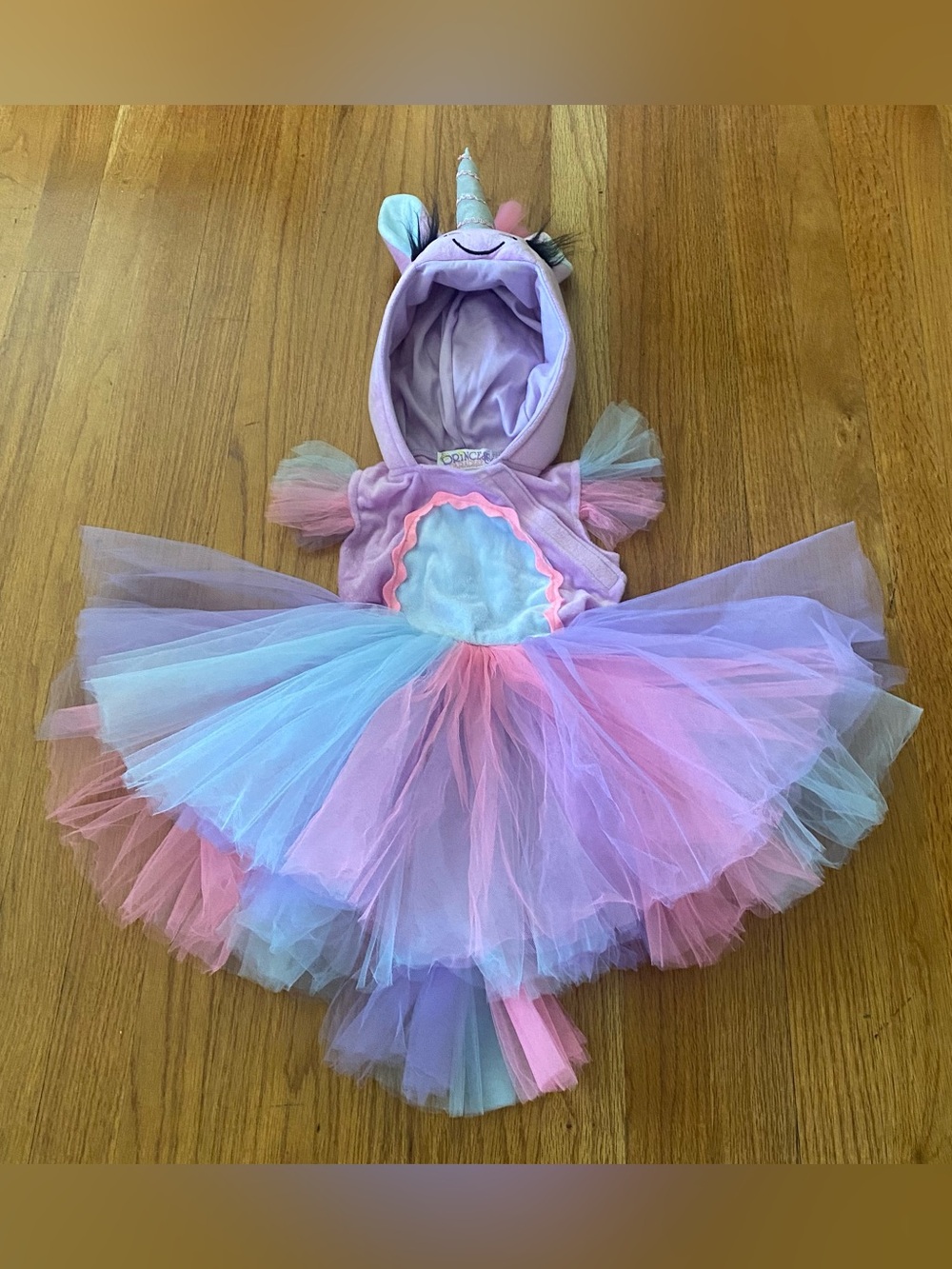 Princess Paradise Unicorn Tutu Costume with Pastel Tulle Hood